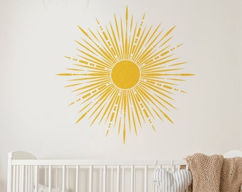 Sun Nursery Wall Stencil: Boho Style Decor, Includes Love Wins Stencil