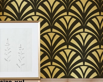 Art Deco Fan Pattern Stencil:  'GLAMOUR' Vintage Wall Decor
