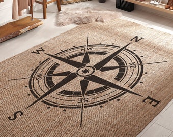 JOURNEY Compass Rose Stencil, Large Wall & Floor Painting Stencil, Reusable Compass Painting Stencil