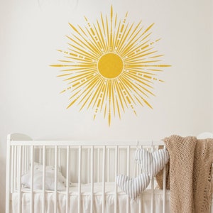 Sun Nursery Wall Stencil, Sun BOHO STYLE Nursery Wall Decor, Minimal Bohemian, Includes FREE Love Wins Stencil