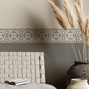 Islamic Border Stencil: &#39;Jeddah&#39; Arabic Tile Effect, DIY Wall Decor