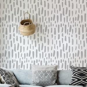 GUSTAVE Wall Pattern STENCIL,  Brush Strokes Allover,   Large Wall Painting Stencil, Modern Wall Stencil