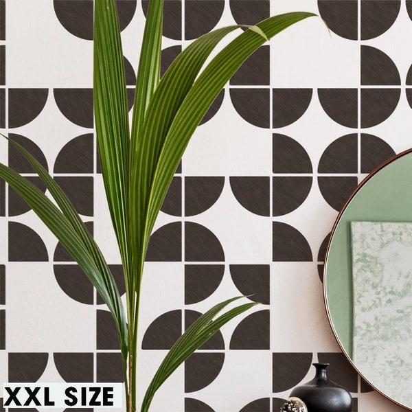 Quarter Circles Wall Stencil: Bauhaus Geometric Decor Pattern