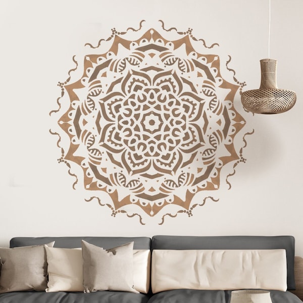 BHUTAN Mandala Stencil, Intricate Flower Mandala, Decorative Wall Decor Stencil, Large Reusable Painting Stencil