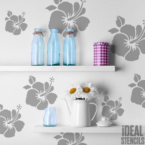 Hibiscus Stencil, Tropical Flower, Home Decor Art Craft Stencil, Paint Patterns on Walls, Fabrics and Furniture, Reusable Mylar