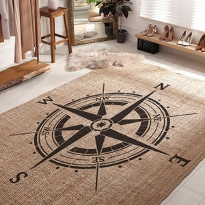 JOURNEY Compass Rose Stencil, Large Wall & Floor Painting Stencil, Reusable Compass Painting Stencil