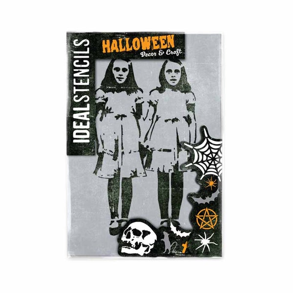 The Shining Twins Stencil, Horror Halloween Decor, Art Craft and Decorating Stencil, Painting, Various sizes, Reusable Mylar- Ideal Stencils