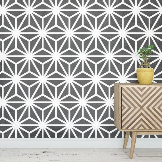 Modern geometric stencils for painting walls, floors, tile and furniture
