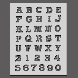 COWBOY WESTERN Alphabet Stencil - A-Z Letters & 0-9 Numbers - Painting Stencil - Art, Craft, Decor - Reutilizable