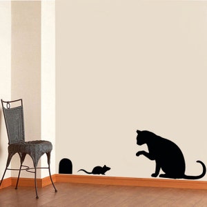 Stencil gatto e topo, decorazioni per la casa del gatto, stencil per pittura in Mylar riutilizzabile per pareti, tessuti e mobili - di iDEAL STENCILS