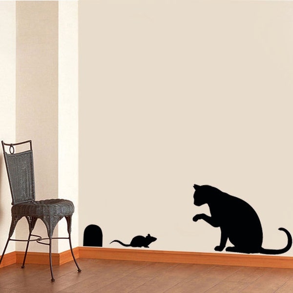 Pochoir chat et souris, décoration de maison de chat, pochoir de peinture Mylar réutilisable pour murs, tissus et meubles - par iDEAL STENCILS