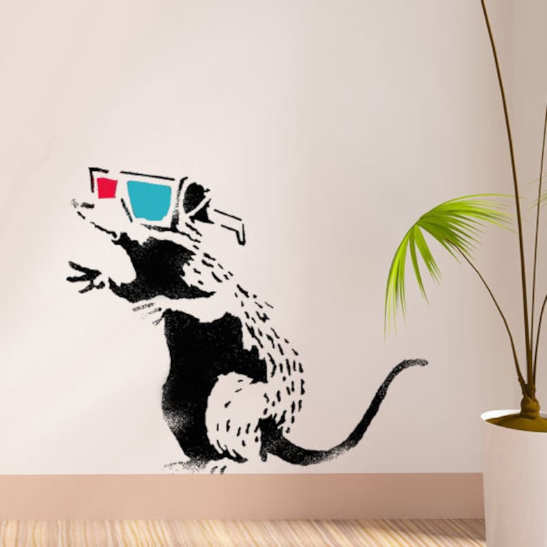 BANKSY RAT STENCIL 3D Glasses Rat Stencil. Reusable Graffiti - Etsy