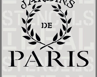 stencil, french, shabby chic vintage, Jardins de Paris, furniture stencil, wall painting art craft stencil