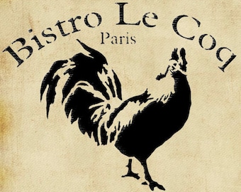 French Furniture Stencil,  Shabby Chic, BISTRO LE COQ, Up-cycle furniture stencil, wall painting art craft stencil, Reusable/washable