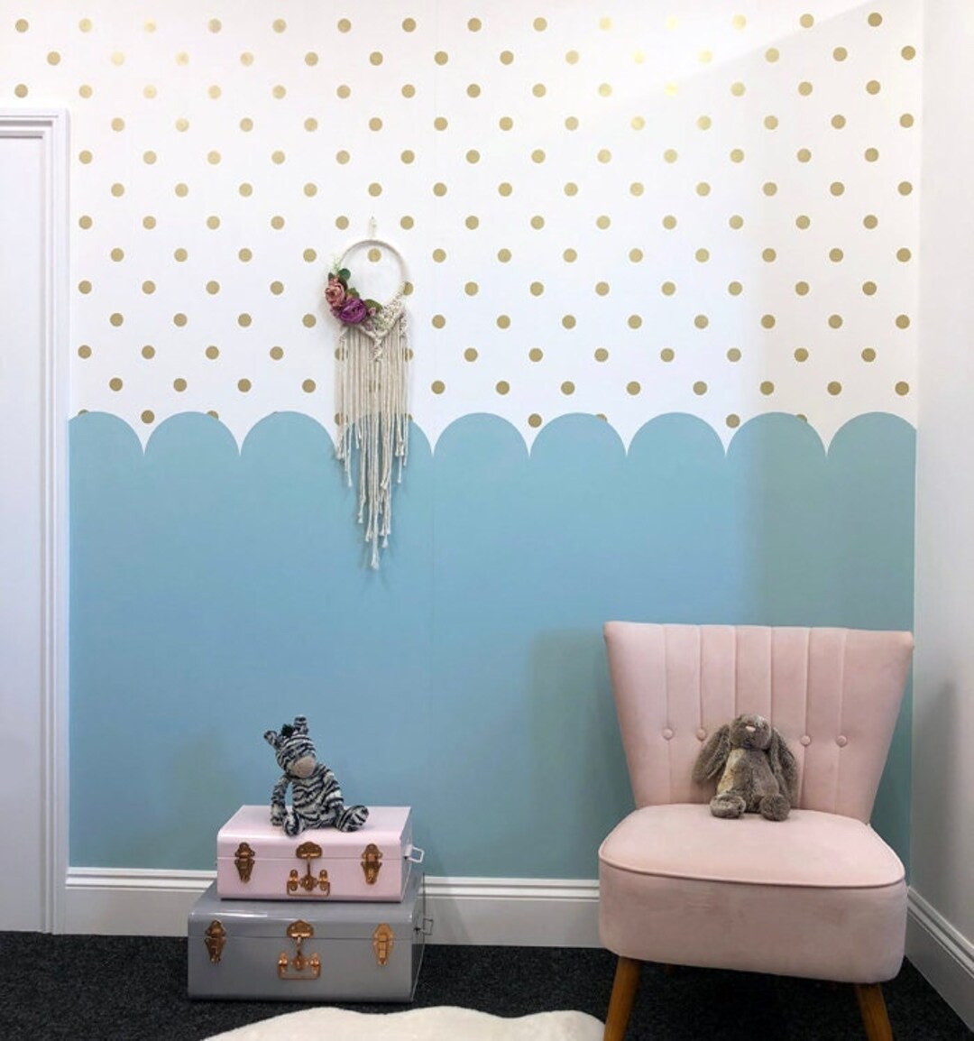 SCALLOP Wall Stencil & POLKA Dot Stencil Kit Nursery Decor Cost