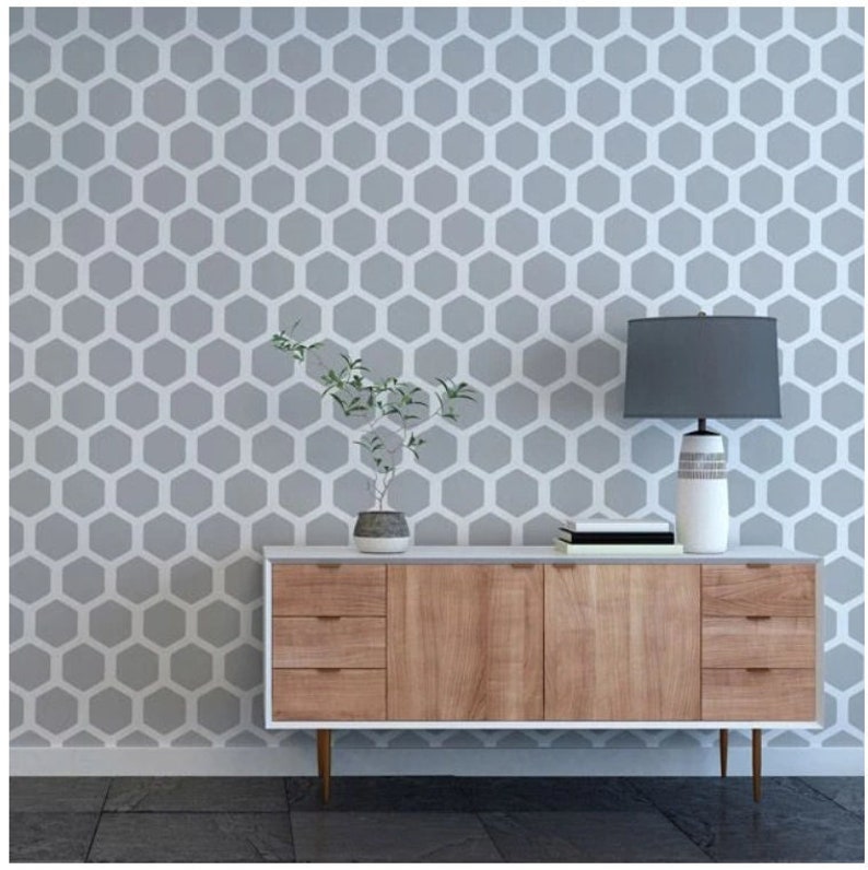 Honeycomb pattern STENCIL, Wall Painting Home Decor, Decorate Walls Floors Fabrics & Furniture, Reusable Home Decor and Craft Stencil image 1