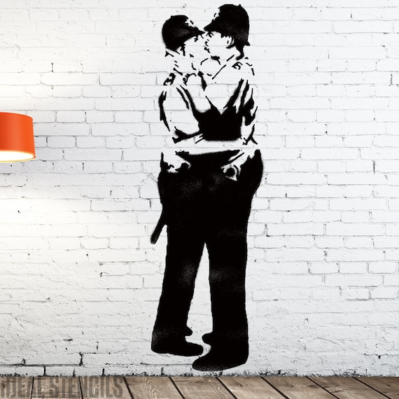 Banksy Kissing cuivres Stencil Replica Graffiti Pochoir Art Home Decor Réutilisable