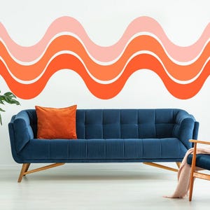 STENCIL LINEE ONDULATE, Stencil da parete con motivo a strisce retrò, Decorazione per la casa riutilizzabile con onde, Cameretta per bambini in stile boho, Asilo nido, Carta da parati dipinta su misura