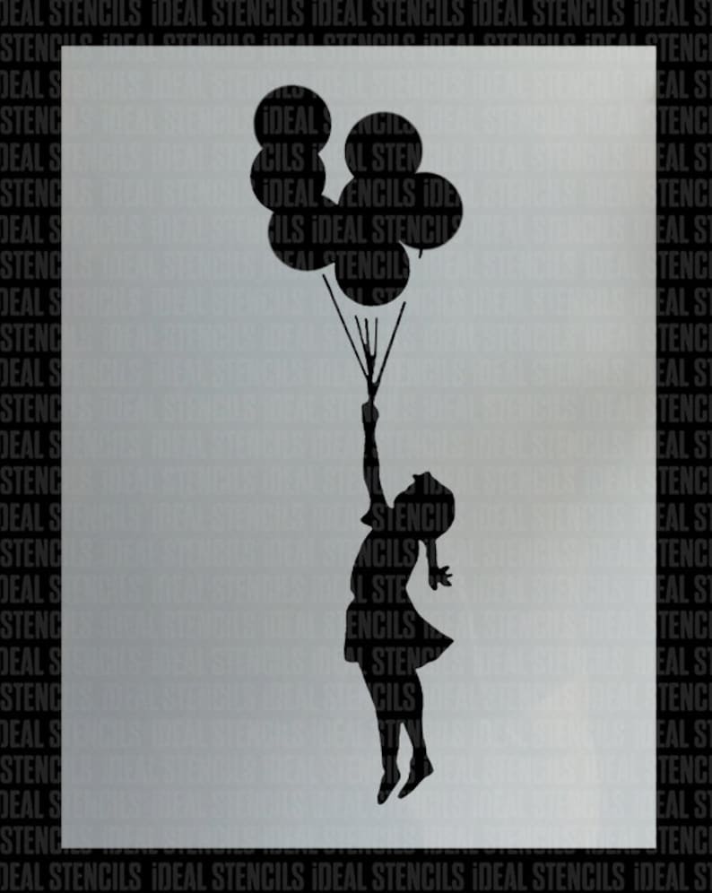 BANKSY STENCIL Flying Balloon Girl Girl with Balloons Home Etsy