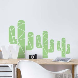 Geometric Cactus STENCIL, Home Decor Stencil, Tropical Decor, Paint Walls, Fabrics, Furniture, Art Craft, Reusable Mylar Ideal Stencils image 5