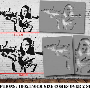 BANKSY Mona Lisa X Large STENCIL Mona Lisa Bazooka Stencil image 2