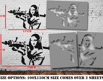 Banksy Mona Lisa Bazooka Stencil: Large Wall Art Decor - Etsy 日本
