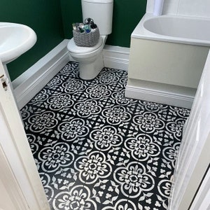 Basque Floor Tile Stencil, Revamp Tiles, Patio Slabs and Floors With ...