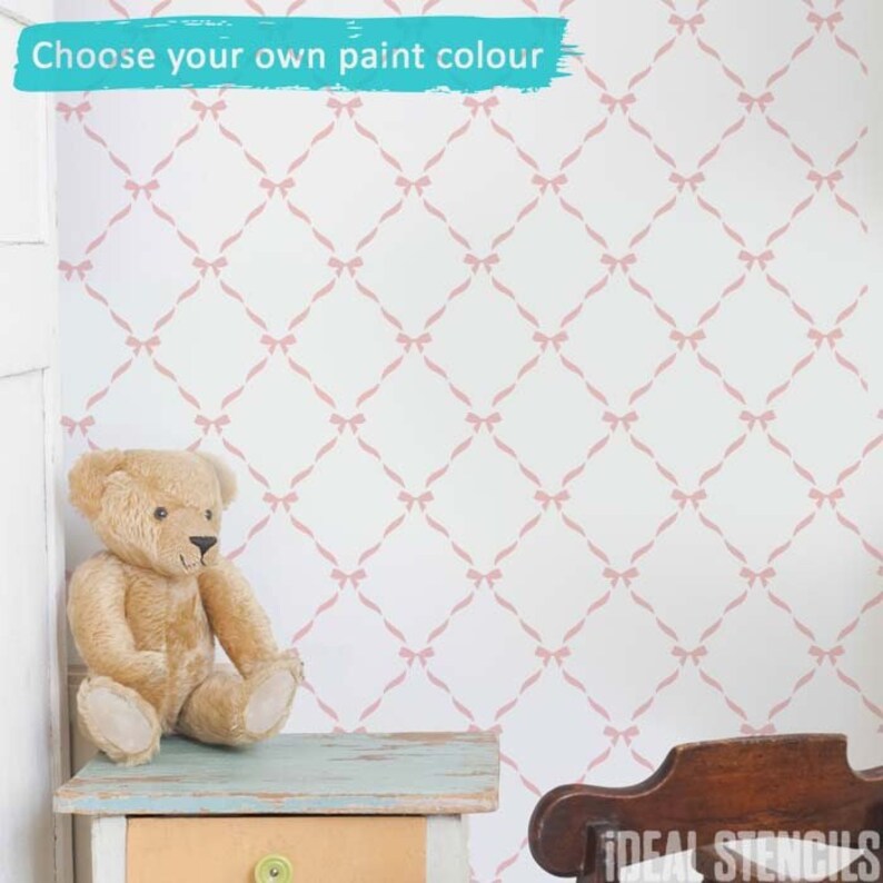 Ribbon & Bows Nursery Stencil Home Decor Wall Painting Etsy