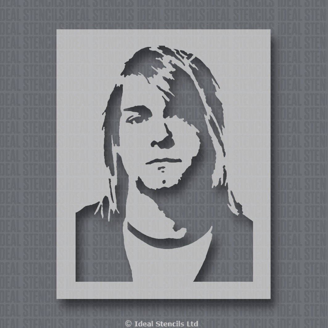 Kurt Cobain Nirvana Stencil Wall Art Portrait Home Decor Etsy UK