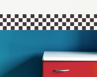 Checkered Flag Border Stencil: Reusable Racing Decor for Walls & Furniture