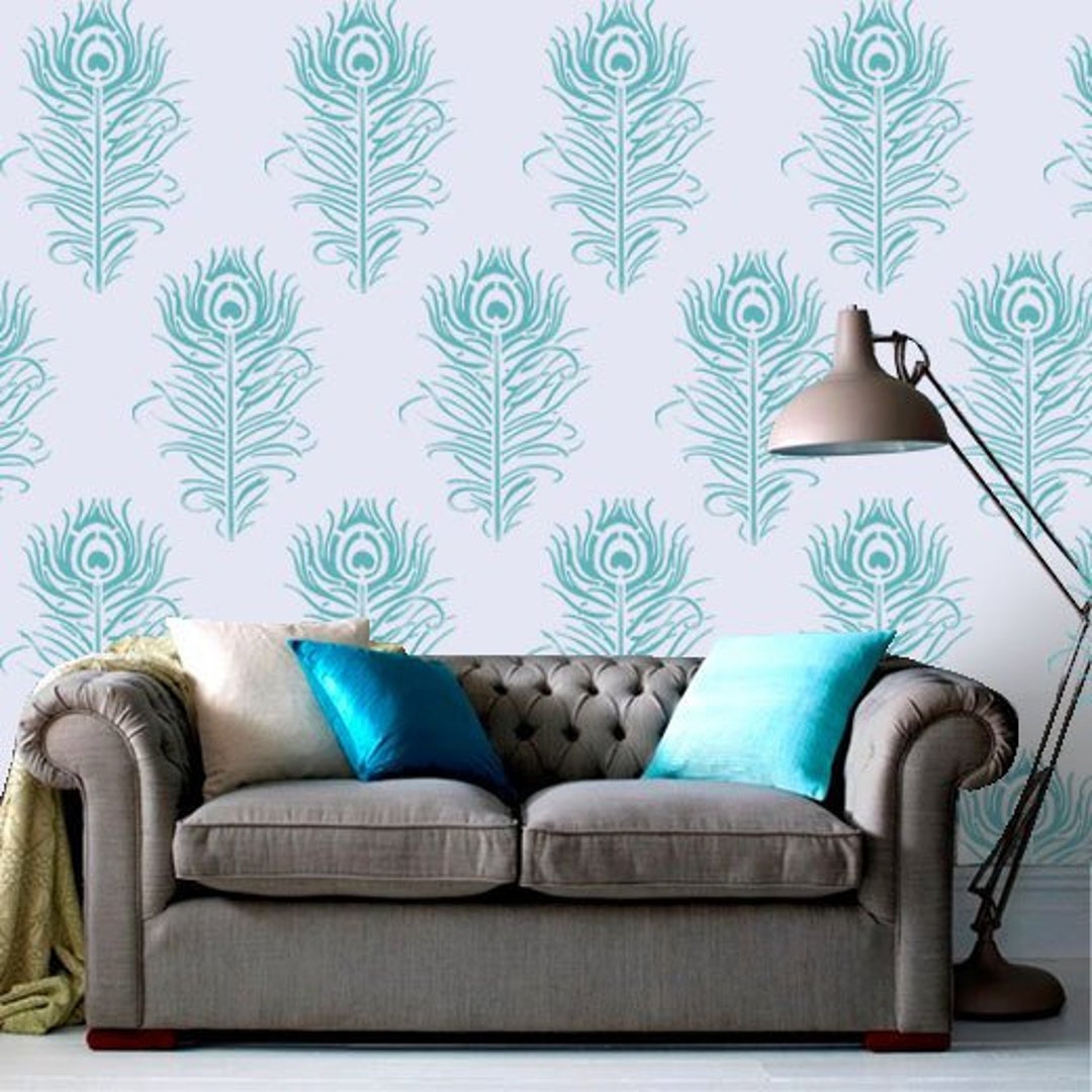 Peacock Feather Stencil, Bespoke Wall Painting Stencil, Home Decor Art