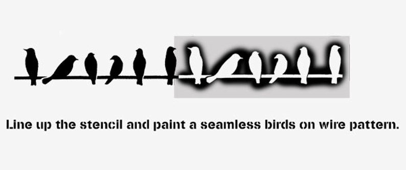 Birds stencil, Birds on wire Nursery Home Decor Stencil, Paint Decorate, Walls, Fabrics, Furniture, Reusable Mylar iDEAL STENCILS image 3