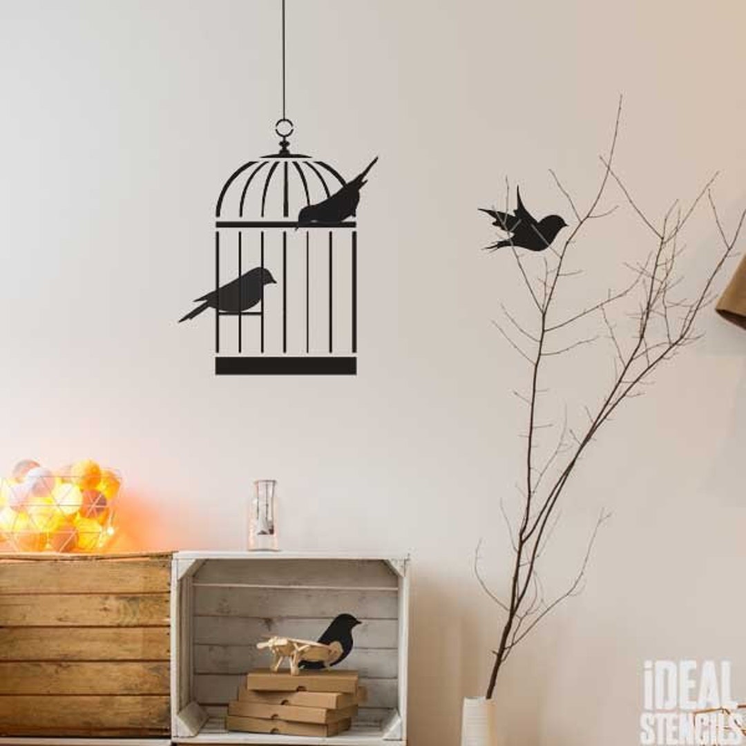 Bird Cage Stencil, Bird Cage Decor, Painting Stencil, Wall Décor