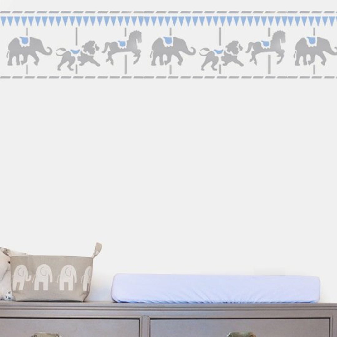 Carousel Nursery Border Stencil: 'merry Go Round' Reusable Carnival ...