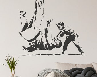 Banksy Judo Child Stencil,  Graffiti Wall Art Painting Stencil,  Interior & Exterior Use Stencil, Home Decor, Art, Reusable