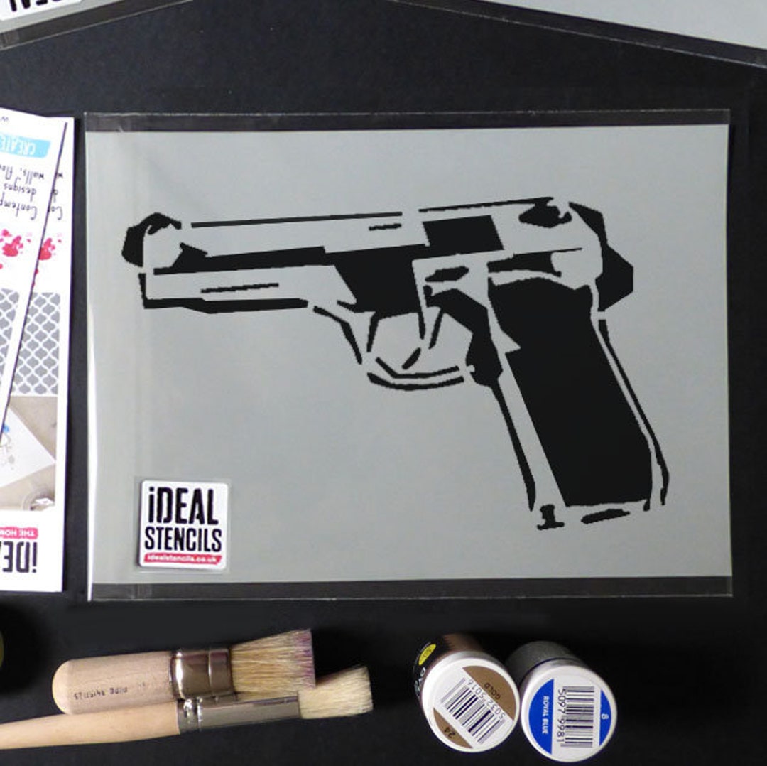 gun-pistol-stencil-handgun-home-decor-art-stencil-paint-fabrics-t-shirt-walls-furniture-many-size-options-reusable-ideal-stencils-etsy