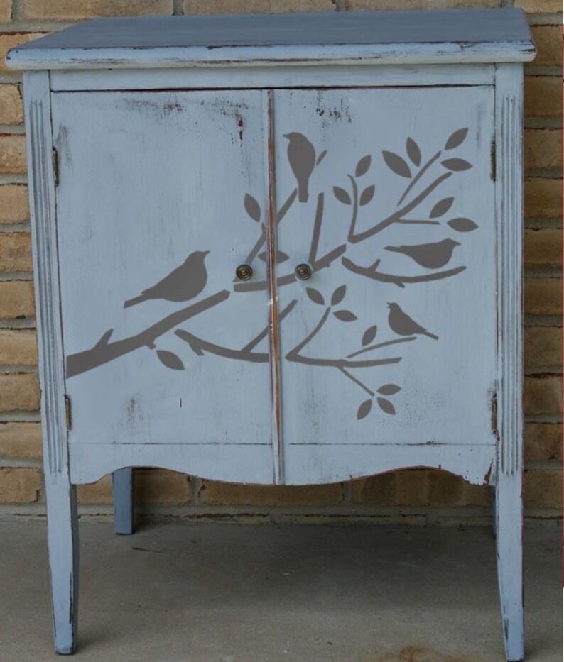 Birds in Tree Stencil Birds on Branch Stencil Bird Stencil Etsy