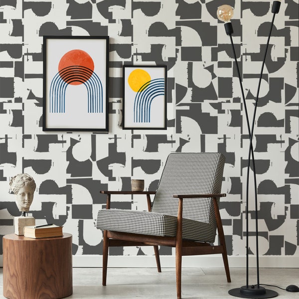 FRANZ Abstraktes Wandmuster SCHABLONE, ein modernes abstraktes expressionistisches Wandkunstmuster, große Gemälde Schablone
