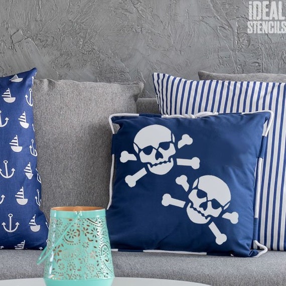 Skull and Cross Bones Stencil Template for Walls and Crafts Reusable Stencils for Painting in Small /& Large Sizes