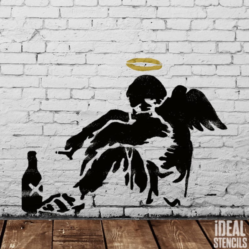 Banksy Fallen Angel STENCIL HUGE Life Size Wall ART Stencil Etsy UK