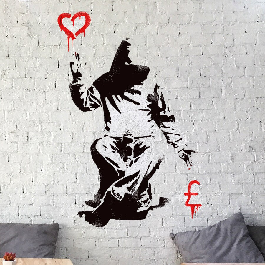 Banksy Love or Money Stencil: Reusable Wall Decor Art - Etsy