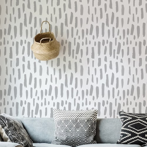 GUSTAVE Wall Pattern STENCIL Brush Strokes Allover Large Etsy UK