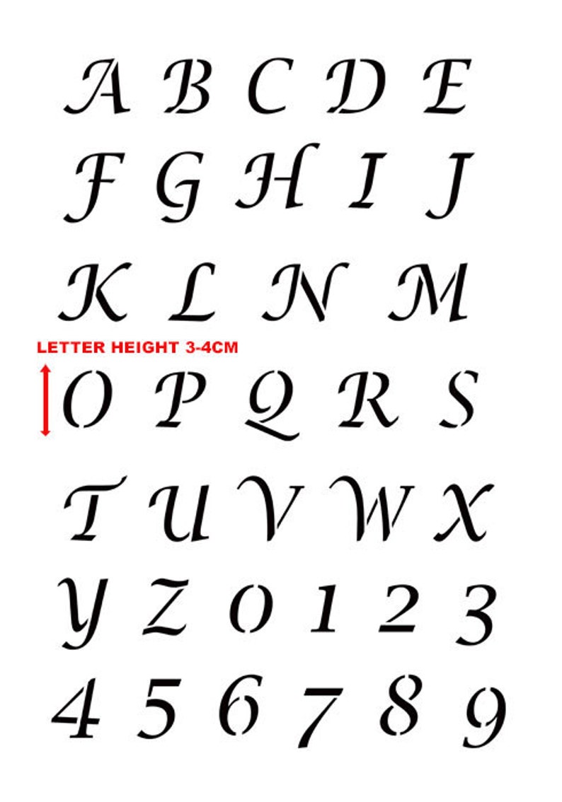 ALPHABET LETTER STENCIL Calligraphy Stencil A-Z 0-9 - Etsy