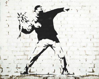 Banksy Flower Thrower STENCIL, HUGE Life size Wall ART Stencil, Banksy replica Painting Stencil, Ideal Stencils