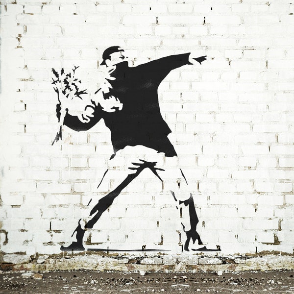 Szablon do rzucania kwiatów Banksy'ego: sztuka ścienna w rozmiarze XL