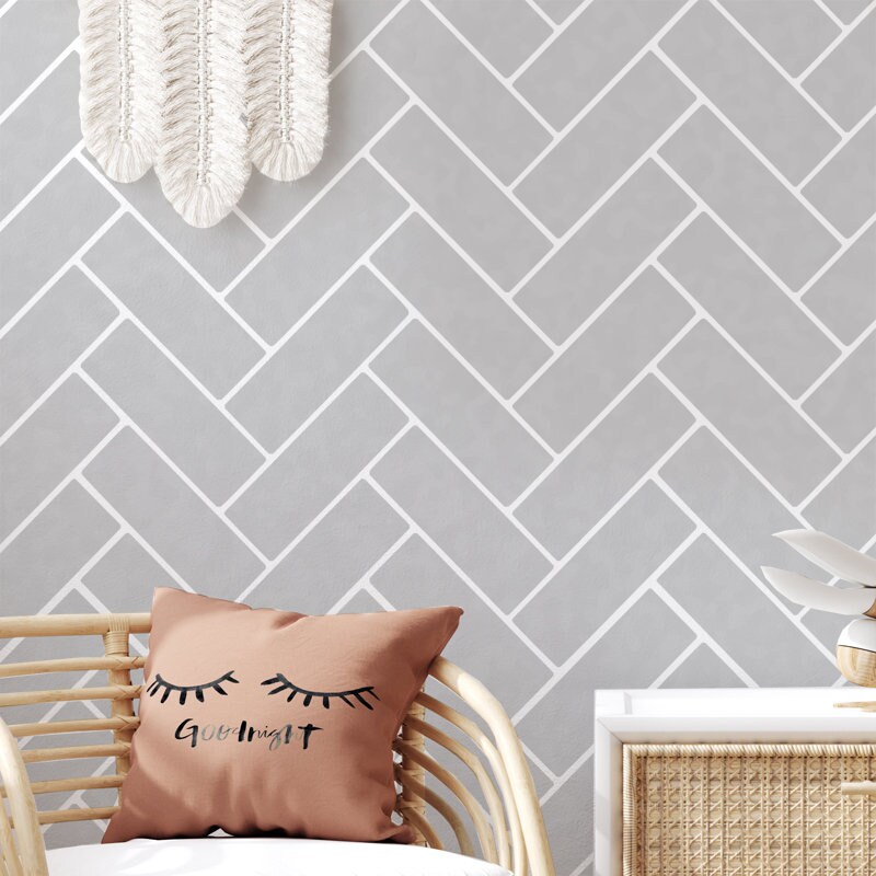 Herringbone Floor Stencil - Etsy