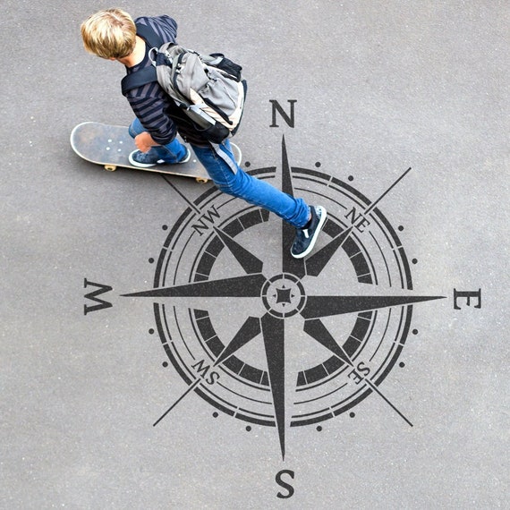 Designer Stencils Compass Rose Wall Stencil & Free Bonus Stencil