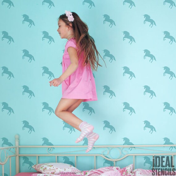 Unicorn Wall Stencil Bedroom Nursery Home Wall Decor Paint Magical Finishes To Walls Fabrics Furniture Reusable Ideal Stencils