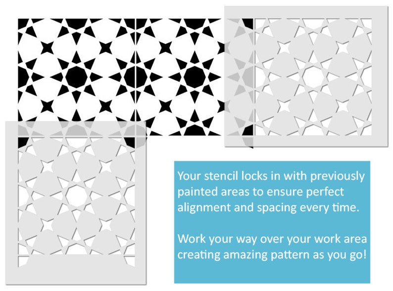 Agadir Tile Pattern Stencil Furniture Moroccan Tile Home Decor Floors Reusable Geometric Painting Stencil by Ideal Stencils Paint Walls