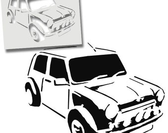 Mini Cooper Stencil, Vintage Retro Iconic, Home Decor & Art Stencil for Painting Walls, Fabrics and Furniture - Reusable - By Ideal Stencils